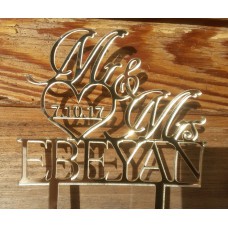 Mr and Mrs Name Date Cake Topper